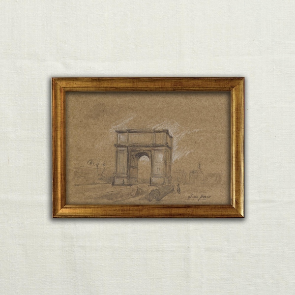 Original, NOT A PRINT - Arch of Titus sketch artwork, Via Sacra arch, Arch of Titus watercolor & charcoal drawing, Rome illustration, Italy.