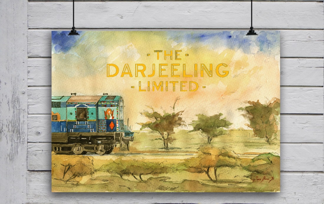 The Darjeeling limited poster film Wes Anderson Painting by Juan