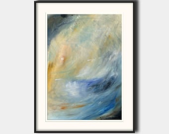Abstract landscape sunset - abstract seascape - modern art  - abstract print art wall - Ocean Print from an Oil painting by Juan Bosco
