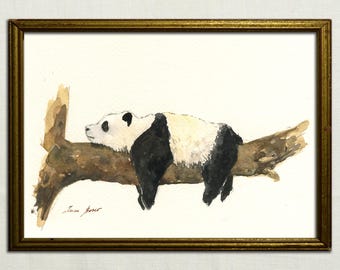 パンダの絵画、パンダのプリント、ジャイアントパンダのアート、野生