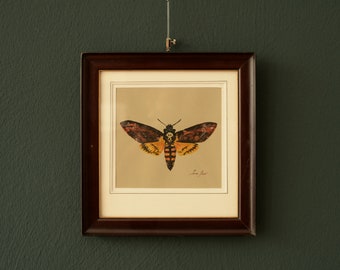 Death's-head hawkmoth painting, moth insect art, moth watercolor, moth print, silent of the lambs moth, moth illustration Art by Juan Bosco