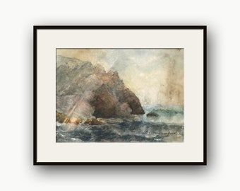 Abstract landscape, abstract seascape, abstract watercolor, Athlantic watercolor seascape ,modern art, abstract print art wall by Juan Bosco