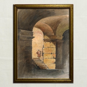 Rovine antiche acquerello su carta dipinto, architettura orientale, architettura marocchina, antiche rovine del Marocco, stile di vita antico di Juan Bosco
