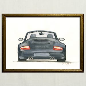 PRINT - Porsche 911 - Porsche classic 997 cabrio - print watercolor painting art wall car decal auto Porsche - art - by Juan Bosco.