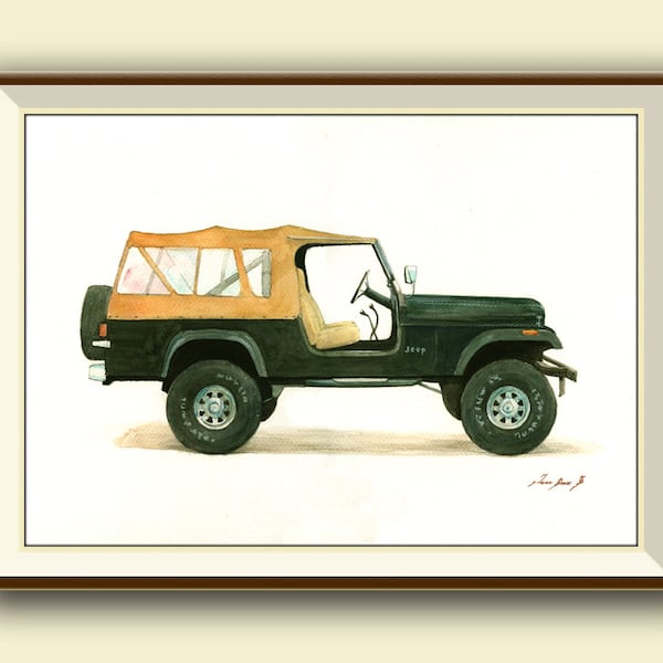 Jeep CJ8 Scrambler - Classic American Jeep Willys Truck - Car decor 4wd-  Art Print by Juan Bosco