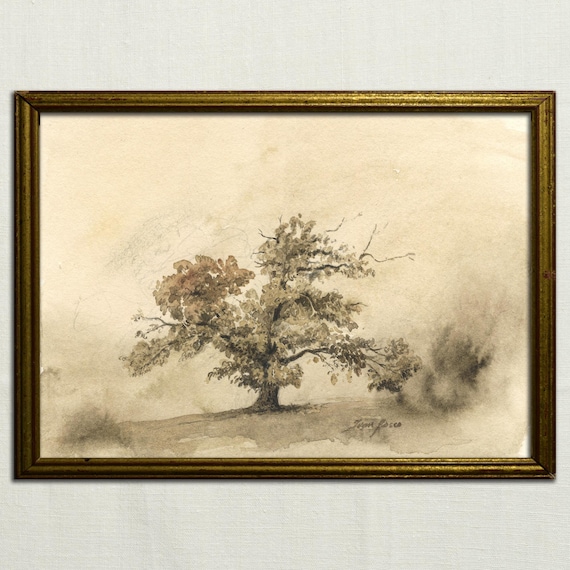 PRINT- Chestnut tree classic watercolor painting, tree illustration, Castanea sativa, chestnut painting, tree print, classic painting by