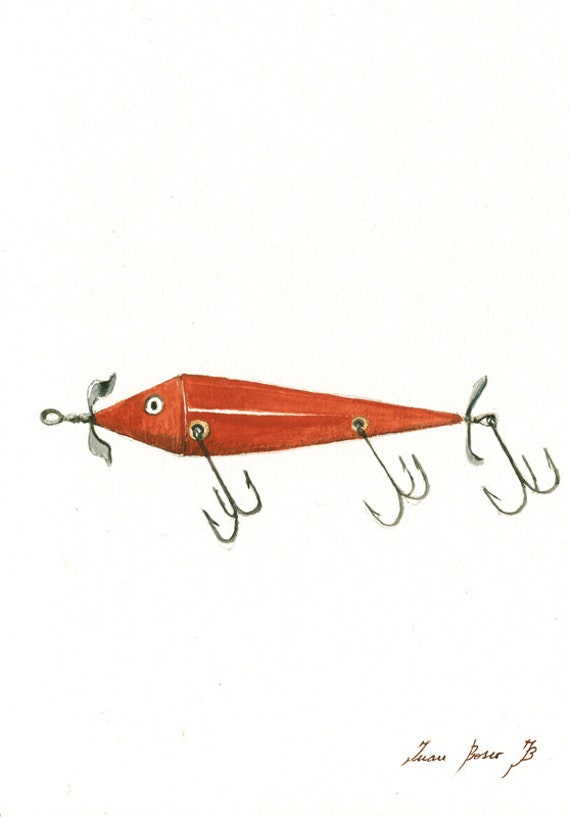 PRINT Set of 6 Prints vintage Fishing Lures Saltwater Gamefish