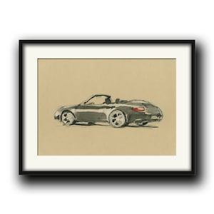 IMPRESSION - Porsche 911 997 cabrio-Porsche classique - impression peinture aquarelle art sticker mural voiture Porsche - oeuvre d&#39;art