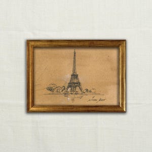 Original, NOT A PRINT - Eiffel Tower art, Paris charcoal sketch, minimal Eiffel Tower  pencil artwork, France, Eiffel Tower sketch.