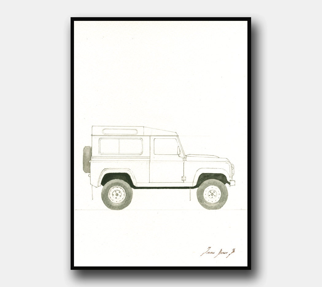 PRINT- Land Rover Defender Painting - Classic 4WD off Road Car