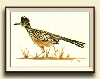 STAMPA-Uccello Roadrunner maggiore - decorazione animali selvatici - arte murale uccelli - decalcomania uccelli - Stampa artistica