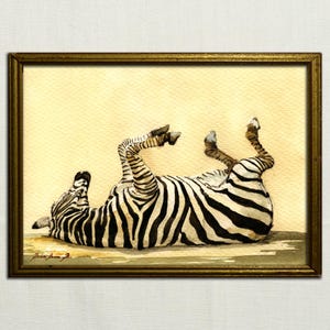 PRINT-Zebra print, zebra animal art, zebra cute animal, zebra wall africa painting watercolor - Jungle animal -  Art Print by Juan Bosco