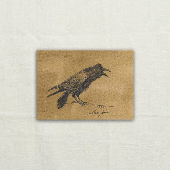 オリジナル作品、プリントではありません - カラスのアート、ワタリ