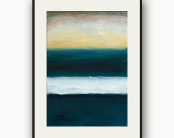 Peinture abstraite à l'huile d'écume de mer sur bois, oeuvre d'art à l'huile d'horizon océanique, illustration d'écume de plage, point de rupture abstrait, résumés de Juan Bosco.