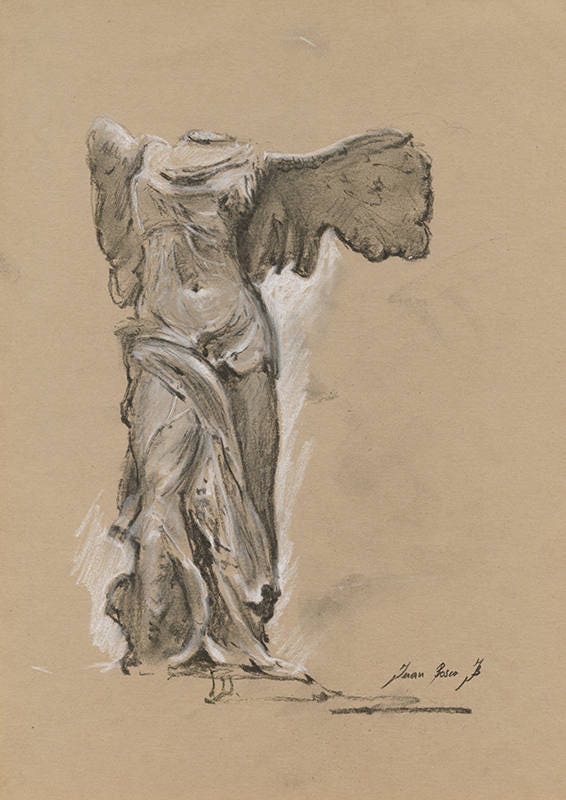 Rauw cache Gewend Winged Victory of Samothrace Classical Drawing Pencil From - Etsy New  Zealand