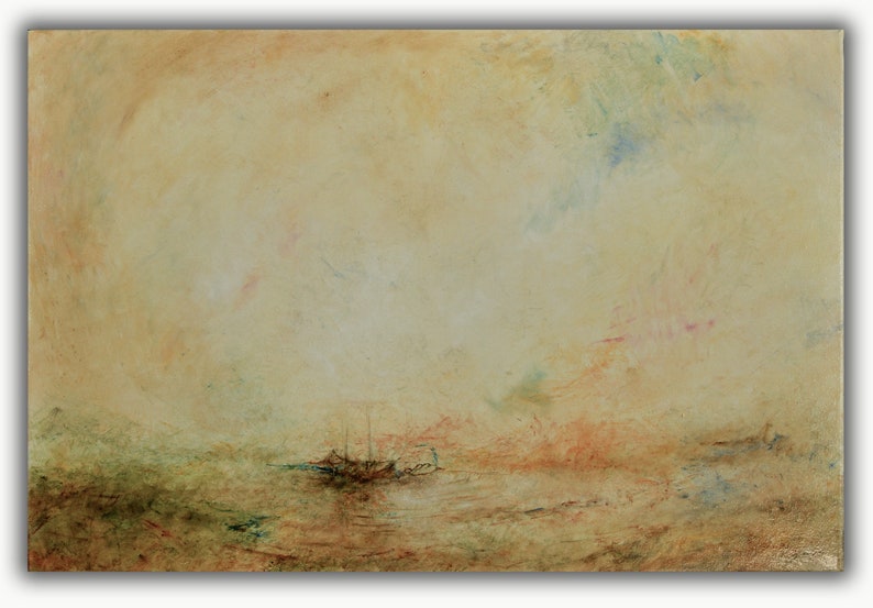 Olio astratto del naufragio su tela, pittura di relitti, illustrazione astratta del relitto della barca a vela, arte del relitto, astratto di Juan Bosco immagine 2