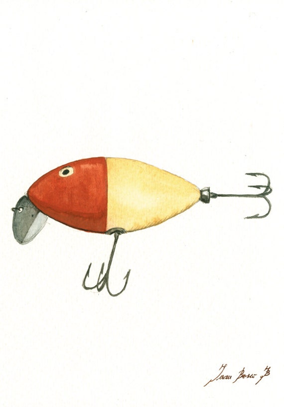 PRINT Set of 6 Prints vintage Fishing Lures Saltwater Gamefish
