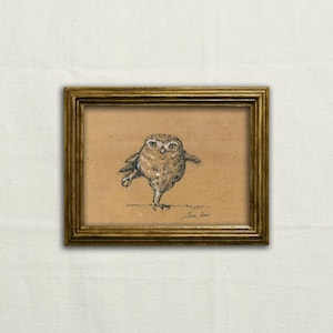 Original, NOT A PRINT- Owl art, owl charcoal sketch, minimal owl, Strigiformes drawing, owl illustration, owl pencil artwork - Unframed art.