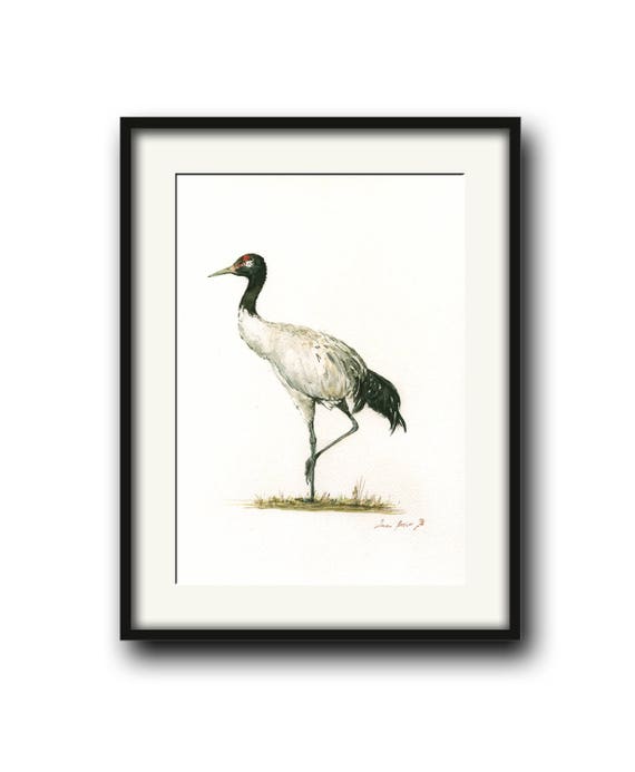 Noir à Col De Grue Grue Oiseau Oiseau Africain Art Grand Oiseau Peinture Art Pépinière Doiseau Oiseaux Sticker Art Par Juan Bosco