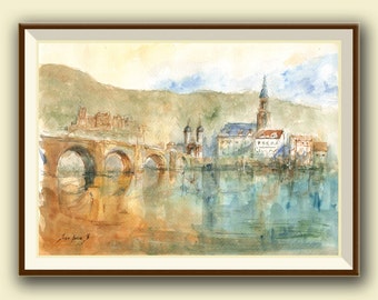 プリント - ハイデルベルク城 - ハイデルベルクの絵画 - ドイツ