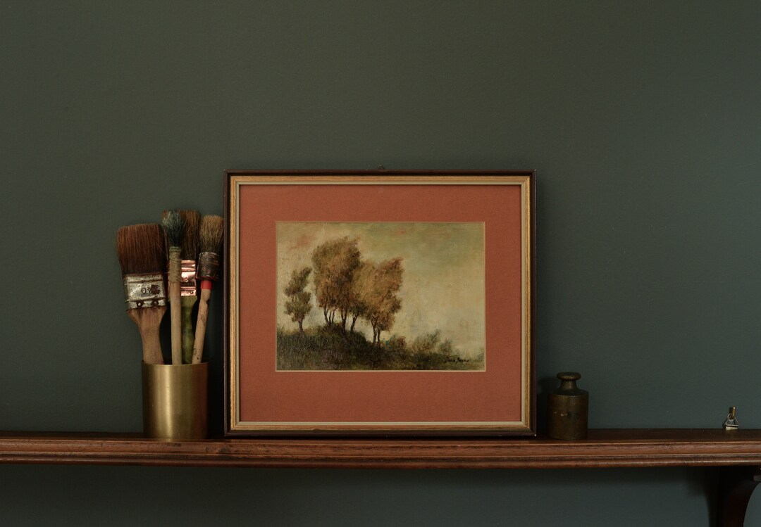 PRINT- Antique Look Oil Painting, Barbizon School Like Forest, Romantic ...