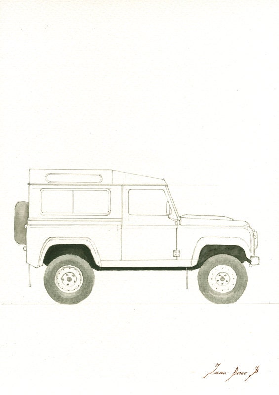 PRINT- Land Rover Defender Painting - Classic 4WD off Road Car