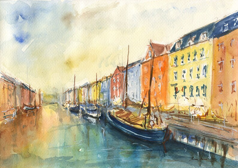 Copenhagen Painting nyhavn Copenhagen Denmark cityscape Etsy