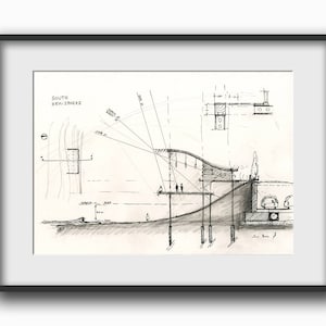 PRINT- Architectural drawing - technical section plan drawing - architect technic illustration - art Print from an original by Juan Bosco