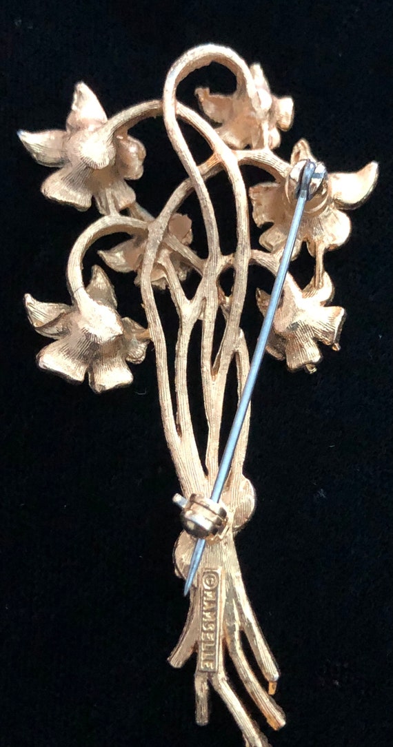 Vintage Magenta Rhinestone Flower Bouquet Pin/Bro… - image 4