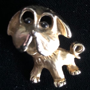 Comical Vintage 60&#39;s Puppy/Dog Pin/Brooch~Gold Tone