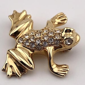 Vintage Swarovski Swan Mark Crystal FROG Pin/Brooch