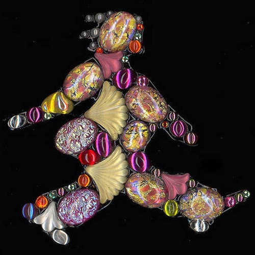 Vintage Art Deco Multicolor Pot Metal & RHINESTONE 3 Leaf  display picture 3