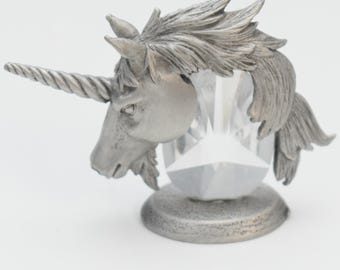 Pewter crystal mini unicorn figure