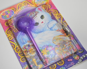 Lisa Frank diary with lock and fluffy pen MOC Persian cat