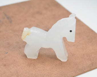 Carved quartz mini donkey or horse figure white horse