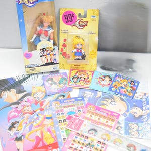 Merch lot Sailor Moon Naoko Takeuchi Sailor Pluto plush, Mercury stationery, stickers, keychain, colorbook