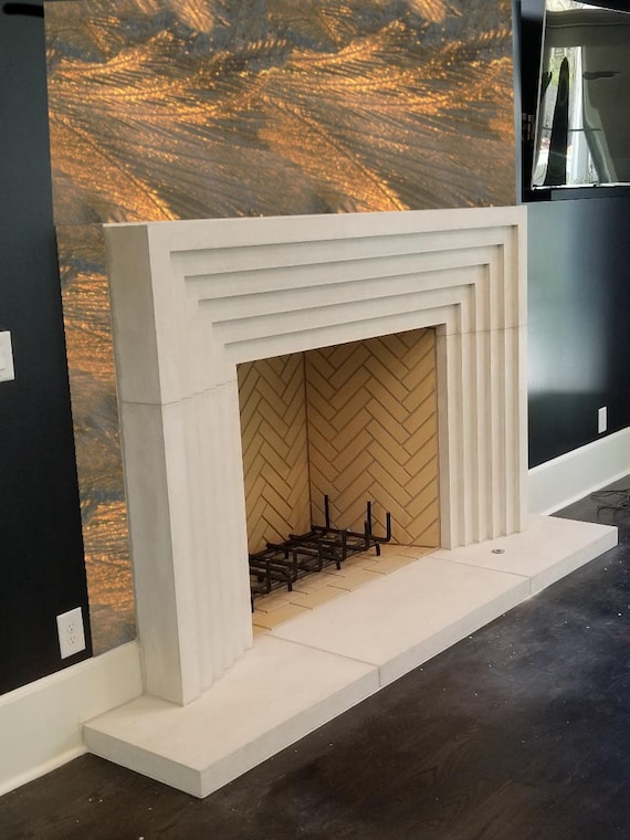 Contemporary Stone Fireplace Surround, Fireplace Tile Surround Dimensions