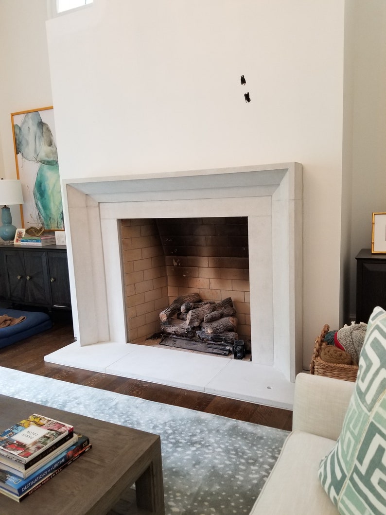 Modern Cast Limestone Fireplace Surround Etsy