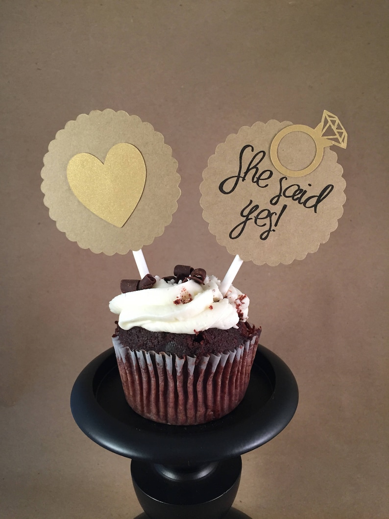 Wedding Engagement Cupcake Toppers Etsy