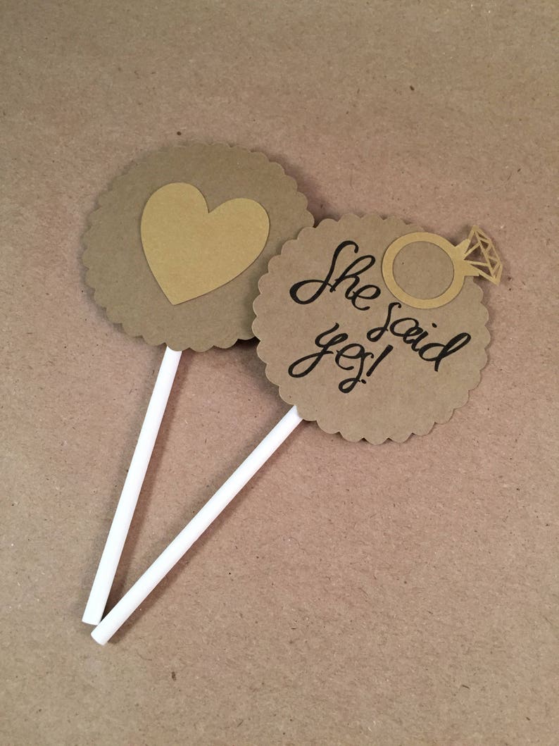 Wedding Engagement Cupcake Toppers Etsy