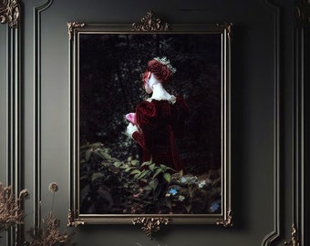Elegant Victorian Woman Art Print: Ethereal English Garden Portrait