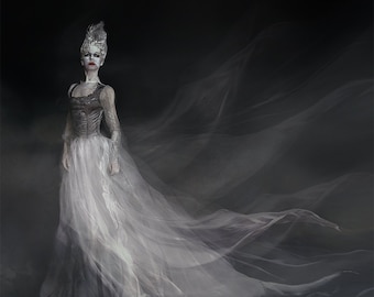 Gothic Ghost Apparition Giclee Print, Dark Academia Wall Art Decor