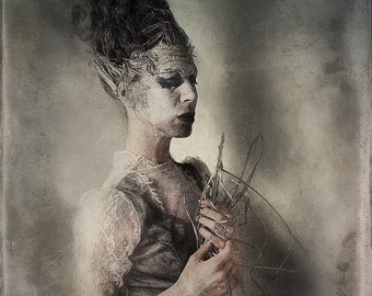 Surreal Gothic Halloween Dark art print, Horror fantasy strange photography portrait wall decor, Free shipping, gift for Goth lovers