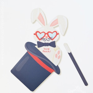 Vous êtes magical card, Magic Love Card, Rabbit with Glasses, Pull Rabbit out of Hat, Die Cut Card, Magic Hat and Wand, Love Card Idea