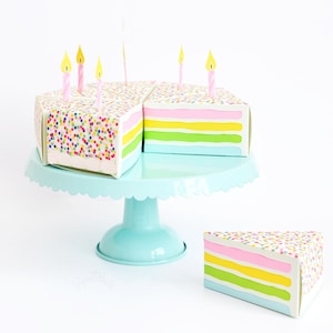 Kit de caja para rebanadas de pastel, crea tu propio pastel, caja de regalo para pastel, soporte para tarjetas de regalo para pastel, caja de regalo con chispas para pastel, linda caja de regalo de cumpleaños, regalo para anfitriona