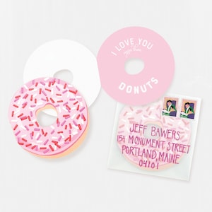 Donut Valentine Card, I Love You More Than Donuts, Donut Valentine for Him, Sweet Valentine's Day Card, Love Donut Card Sprinkled Donut Idea