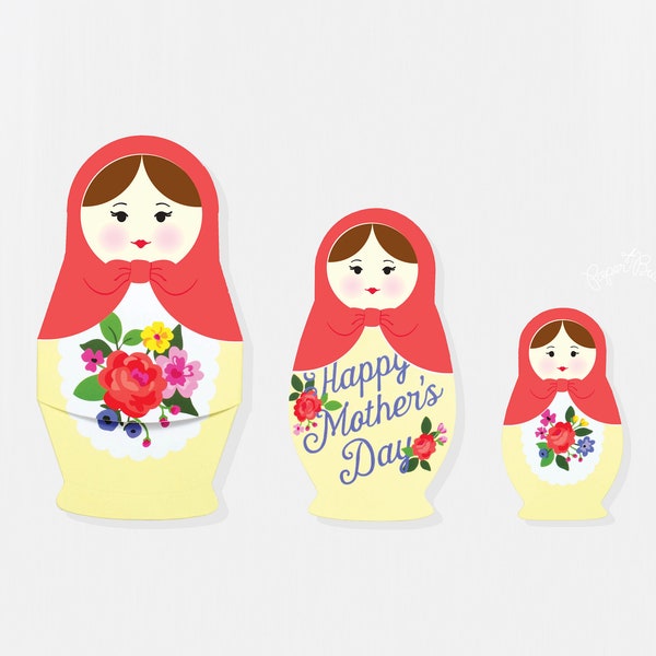 Special Mother's Day Card, Nesting Doll, Russian Nesting Doll, Matryoshka Doll, I Love Mom, Unique Card, Best Mom in the World, Gift Card
