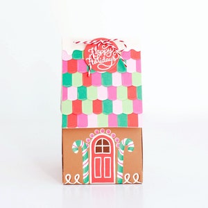 Gingerbread House Gift Box, Holiday Gift Card Holder, Christmas Party Favor Box, Holiday Hostess Gift Box image 1