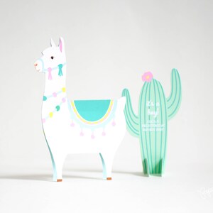 Llama Baby Shower Invitation, New Mama Shower, Llama Invite, Its a Boy, Alpaca Shower, Cactus Shower, Fiesta, Die Cut Invitation,
