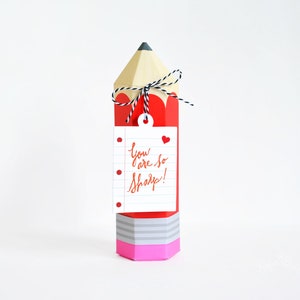 Make Your Own Valentine Pencil Craft Kit, 3D Valentine Day Pencil Favor Box, 3D Craft Kit Valentine Gift Box, Gift Card Holder, You're Sharp